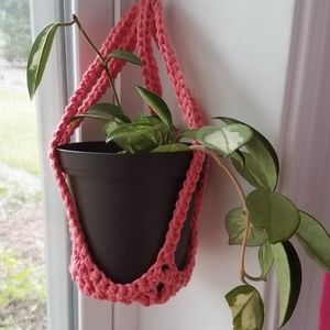 100% cotton crochet plant hanger 5" handmade